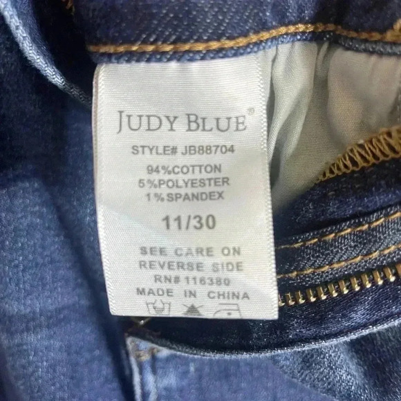 Judy Blue Denim Jeans Dark‎ Wash Frayed Hem High Rise Ankle Skinny Size 11/30 - Picture 6 of 6